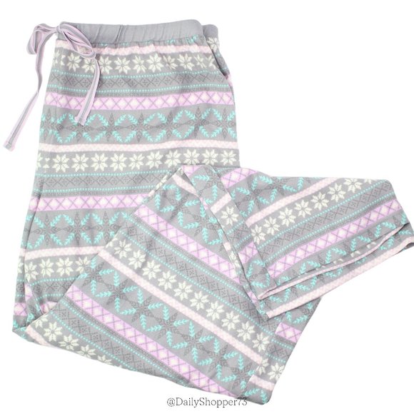 Goodnight Kiss Intimates & Sleepwear Goodnight Kiss Womens Petite Gray Fair Isle Butter Knit